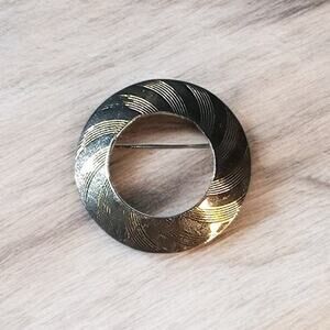 Swirl Silver Brooch Round Sculptural Textured Pin Minimalist